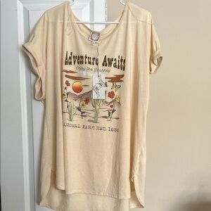 Adventure Awaits Cream Graphic Tee 3X NWT